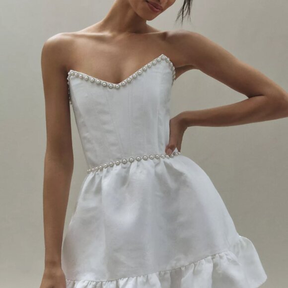 NWT V. Chapman Evie Strapless Fit & Flare Brocade Mini Dress - Picture 2 of 7